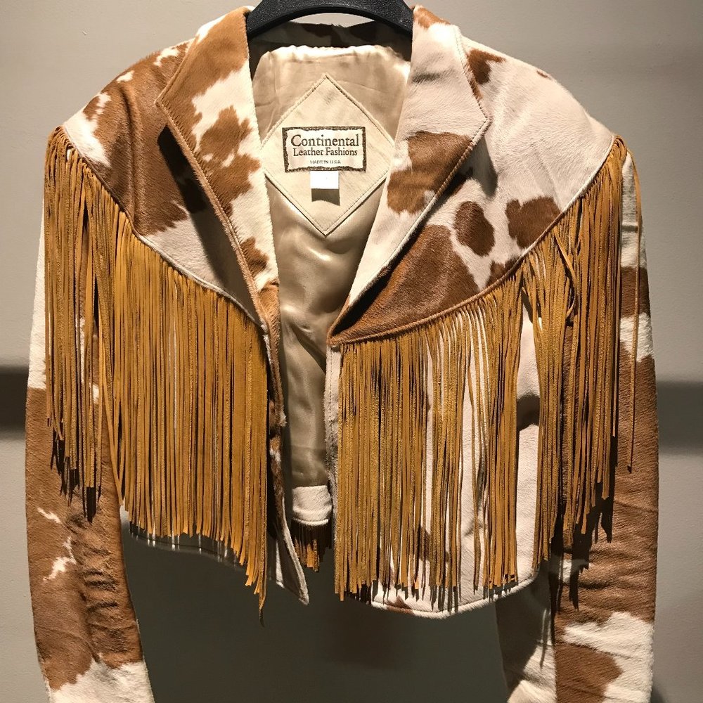 Continental Cropped Cowhide Fringe Jacket